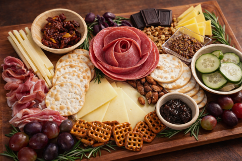 charcuterie board cheese grapes